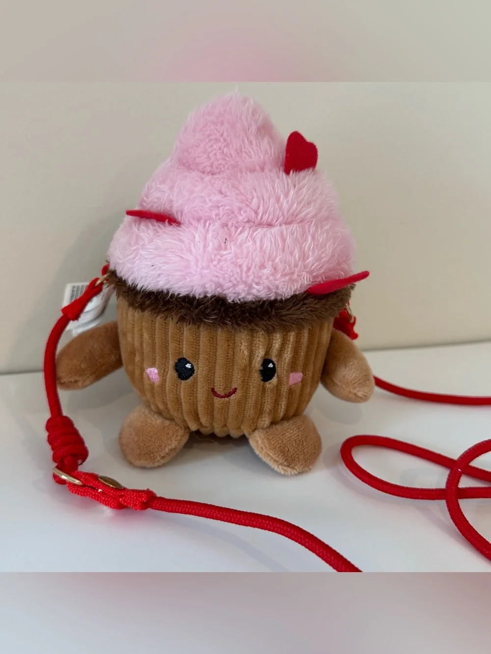 H&M Mini Cupcake Plush Purse Shoulder Bag Pink Red Brown Padded Toy Cute Small